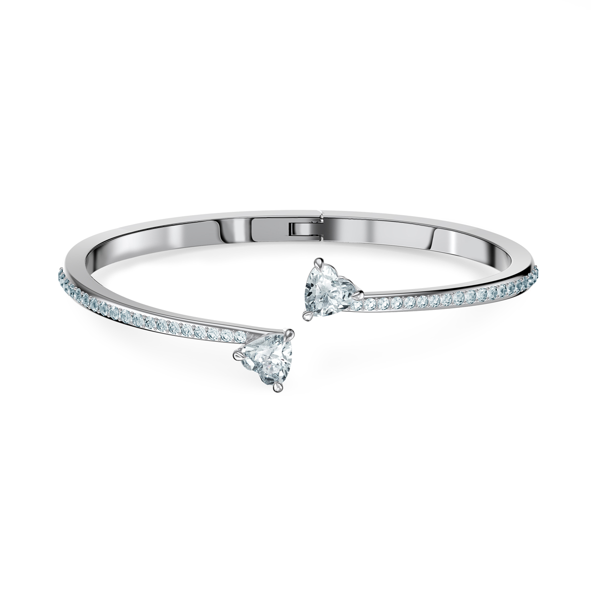 Swarovski Attract Soul Crystal and Rhodium Heart Bangle Bracelet, Medium